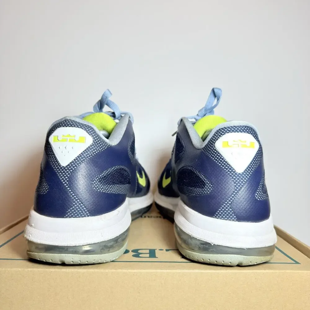 Nike Mens Size 11 LeBron 9 Low Obsidian Cyber Basketball Shoes Blue Yellow Used